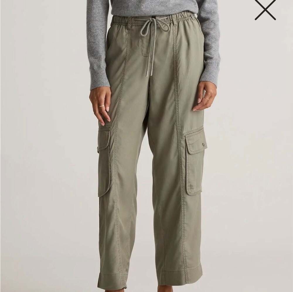 Quince Vintage Wash Tencel Drawstring Cargo Pants in Shale XL NEW NO TAG